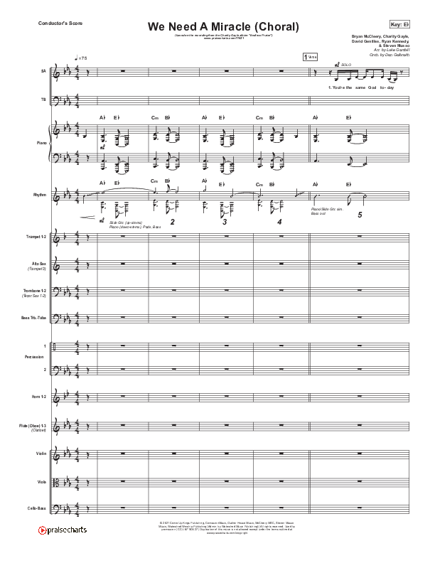 We Need A Miracle (Choral Anthem SATB) Orchestration (Charity Gayle / Arr. Luke Gambill)