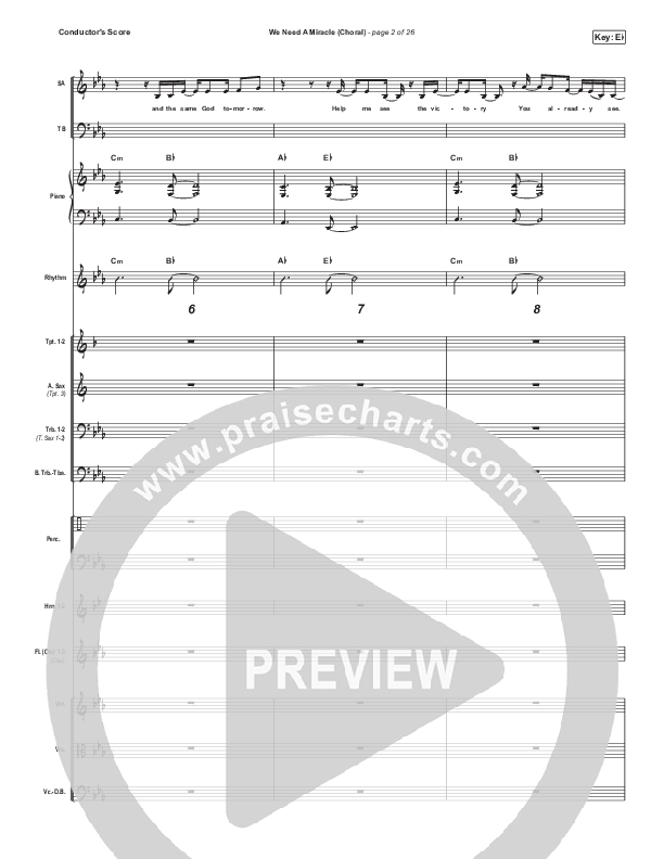 We Need A Miracle (Choral Anthem) Conductor's Score (PraiseCharts Choral / Arr. Luke Gambill / Charity Gayle)