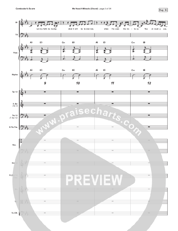 We Need A Miracle (Choral Anthem) Conductor's Score (PraiseCharts Choral / Arr. Luke Gambill / Charity Gayle)