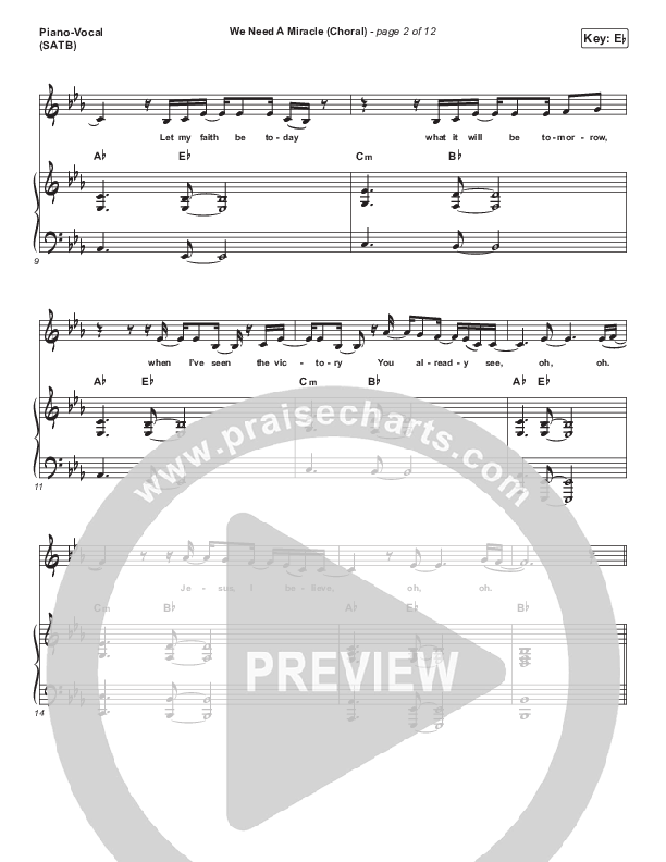 We Need A Miracle (Choral Anthem) Piano/Vocal (SATB) (PraiseCharts Choral / Arr. Luke Gambill / Charity Gayle)