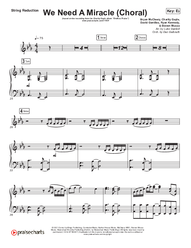 We Need A Miracle (Choral Anthem SATB) String Reduction (Charity Gayle / Arr. Luke Gambill)