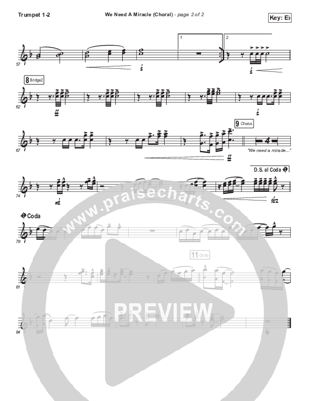 We Need A Miracle (Choral Anthem SATB) Trumpet 1,2 (Charity Gayle / Arr. Luke Gambill)