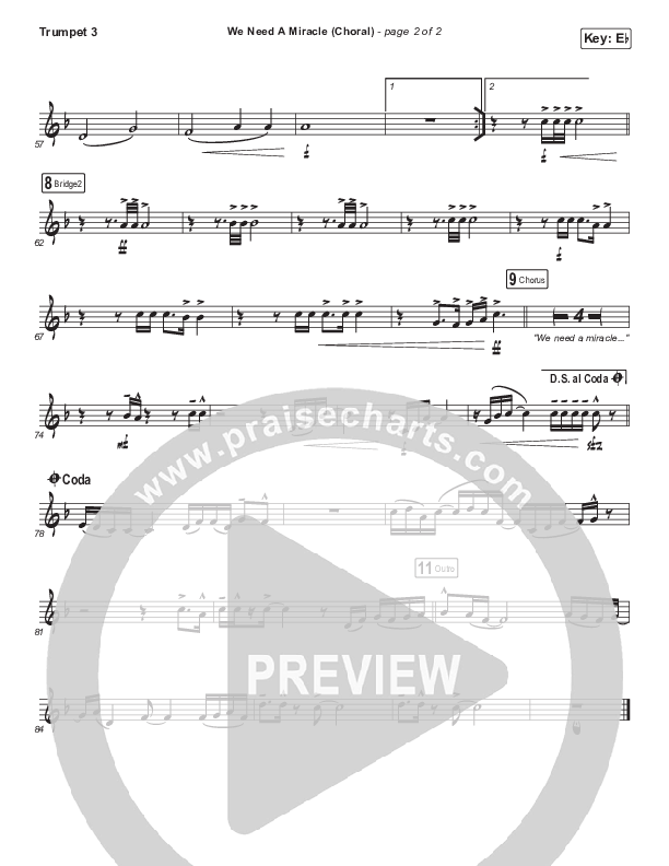 We Need A Miracle (Choral Anthem SATB) Trumpet 3 (Charity Gayle / Arr. Luke Gambill)