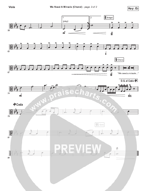 We Need A Miracle (Choral Anthem SATB) Viola (Charity Gayle / Arr. Luke Gambill)