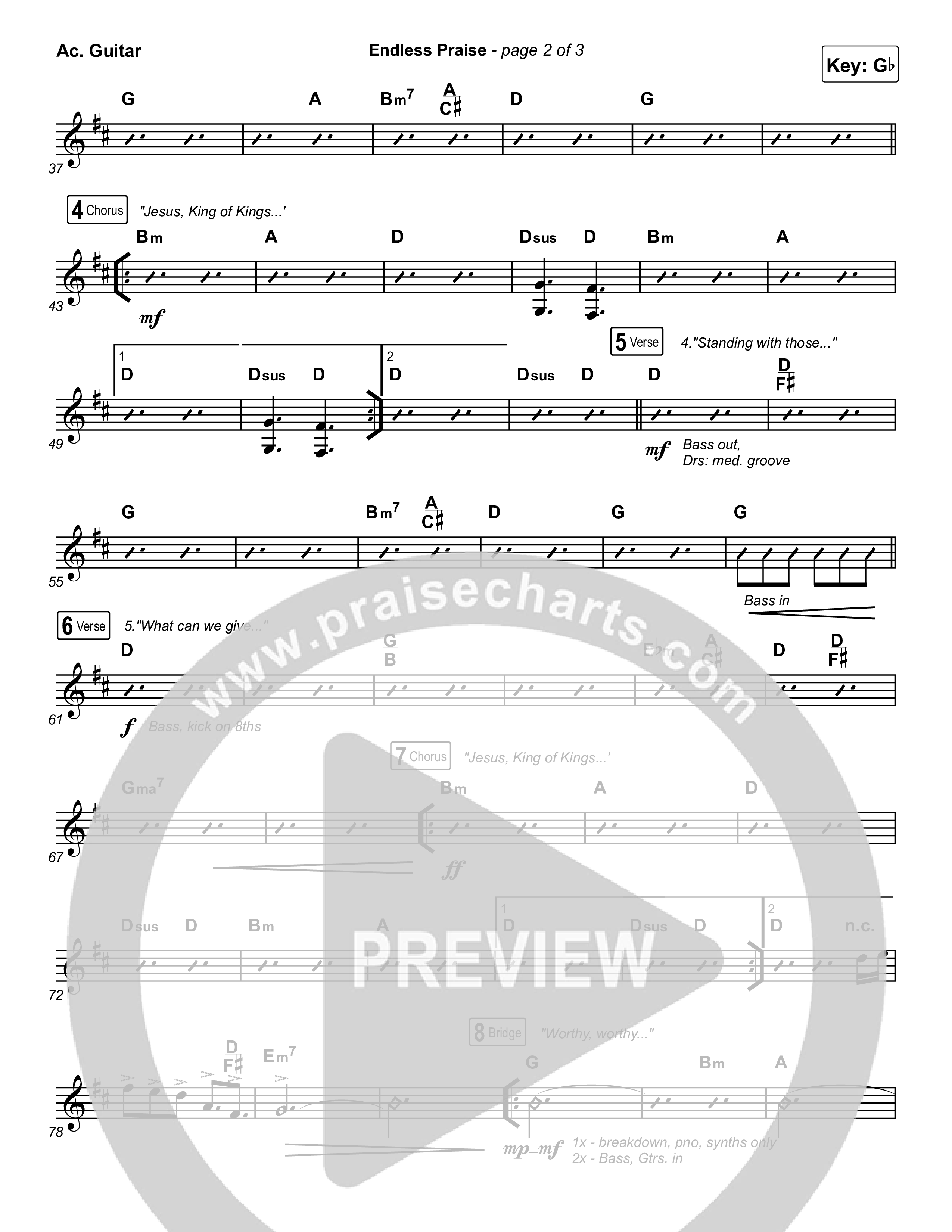 Endless Praise (Choral Anthem SATB) Acoustic Guitar (Arr. Luke Gambill / Charity Gayle)