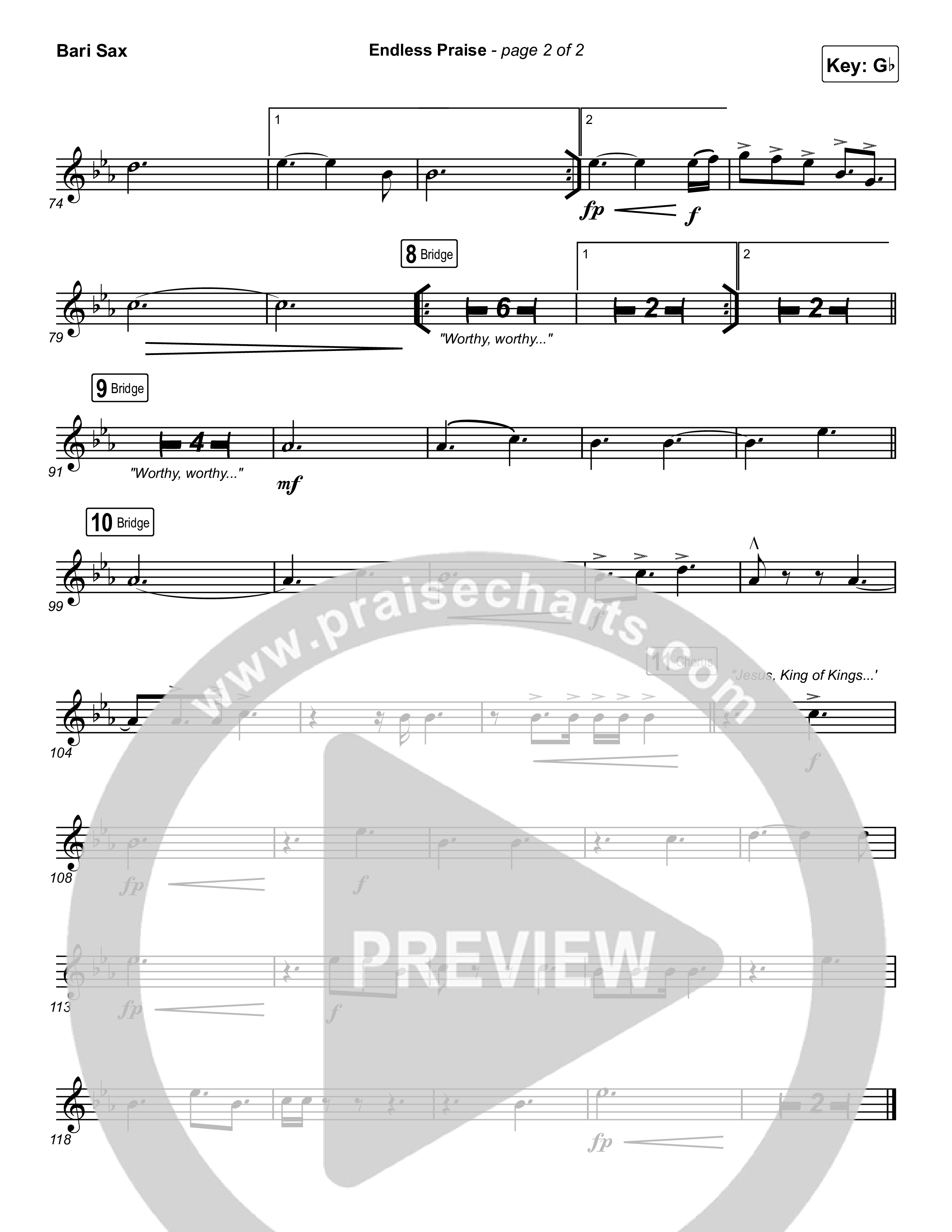 Endless Praise (Choral Anthem SATB) Bari Sax (Arr. Luke Gambill / Charity Gayle)