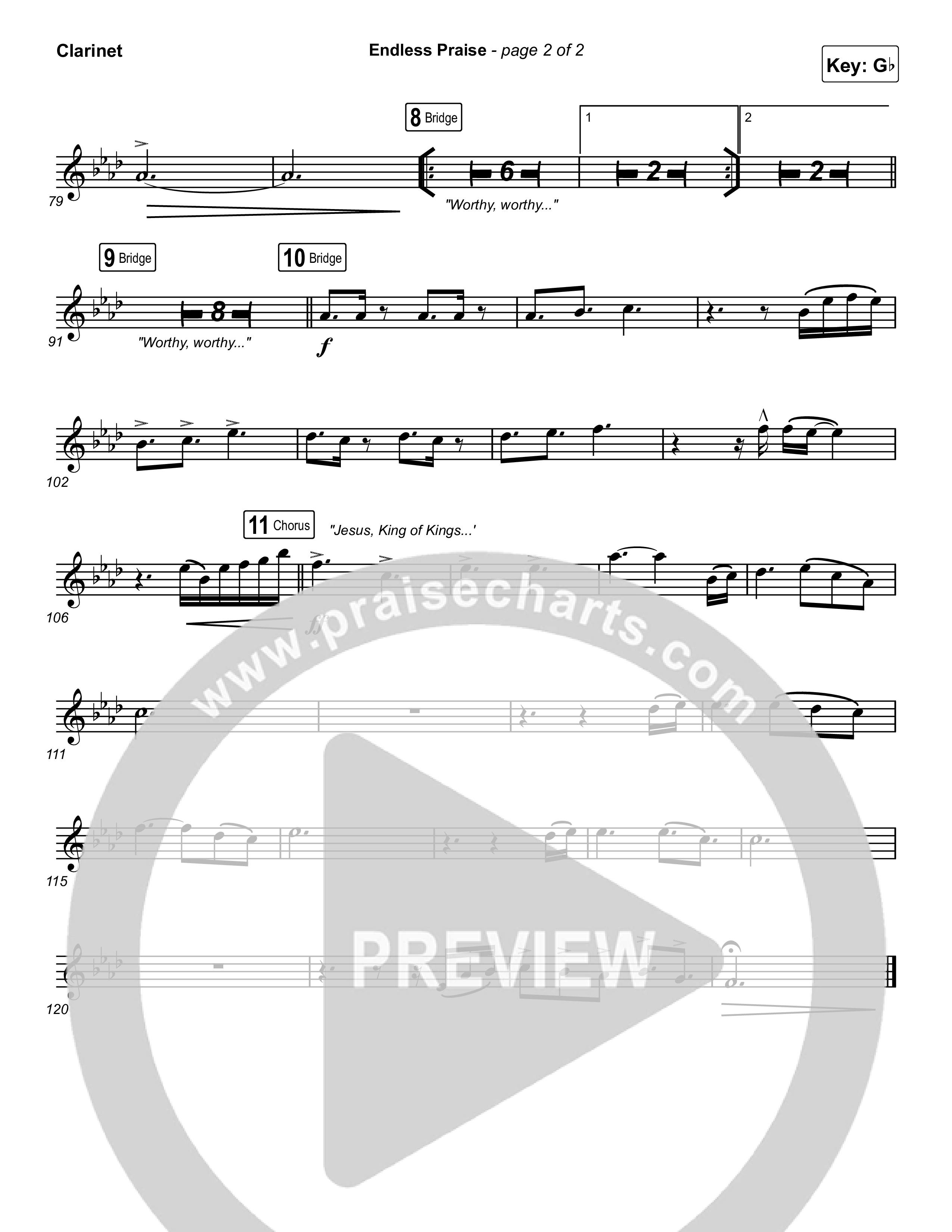 Endless Praise (Choral Anthem SATB) Clarinet 1,2 (Arr. Luke Gambill / Charity Gayle)