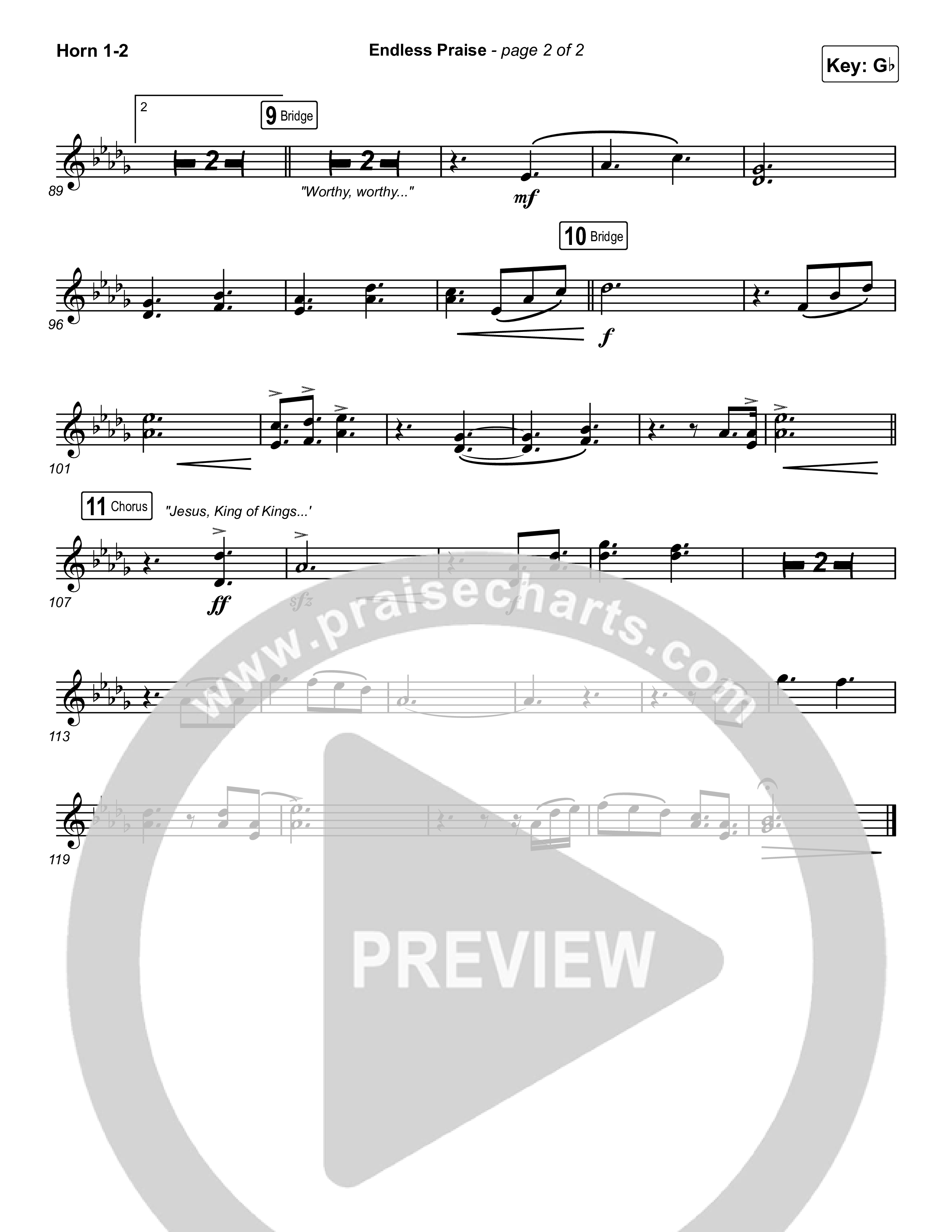 Endless Praise (Choral Anthem SATB) French Horn 1,2 (Arr. Luke Gambill / Charity Gayle)