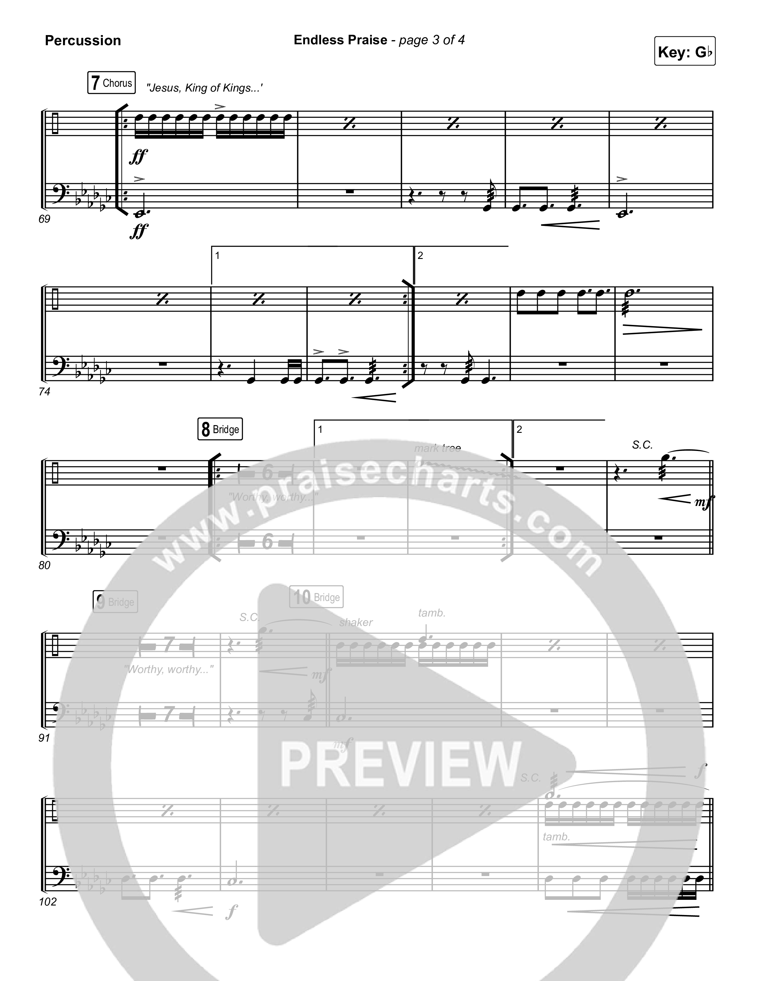 Endless Praise (Choral Anthem SATB) Percussion (Arr. Luke Gambill / Charity Gayle)