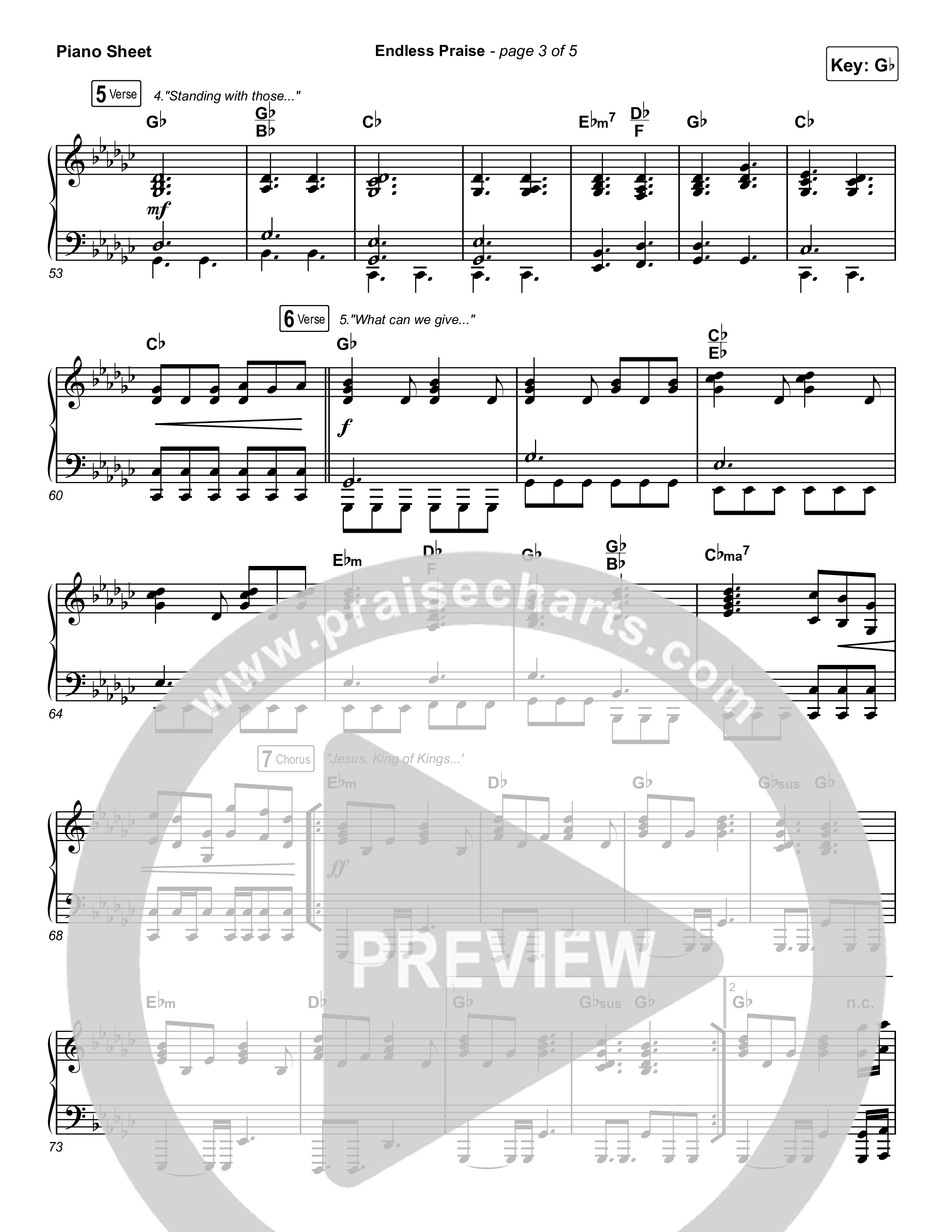 Endless Praise (Choral Anthem SATB) Piano Sheet (Arr. Luke Gambill / Charity Gayle)