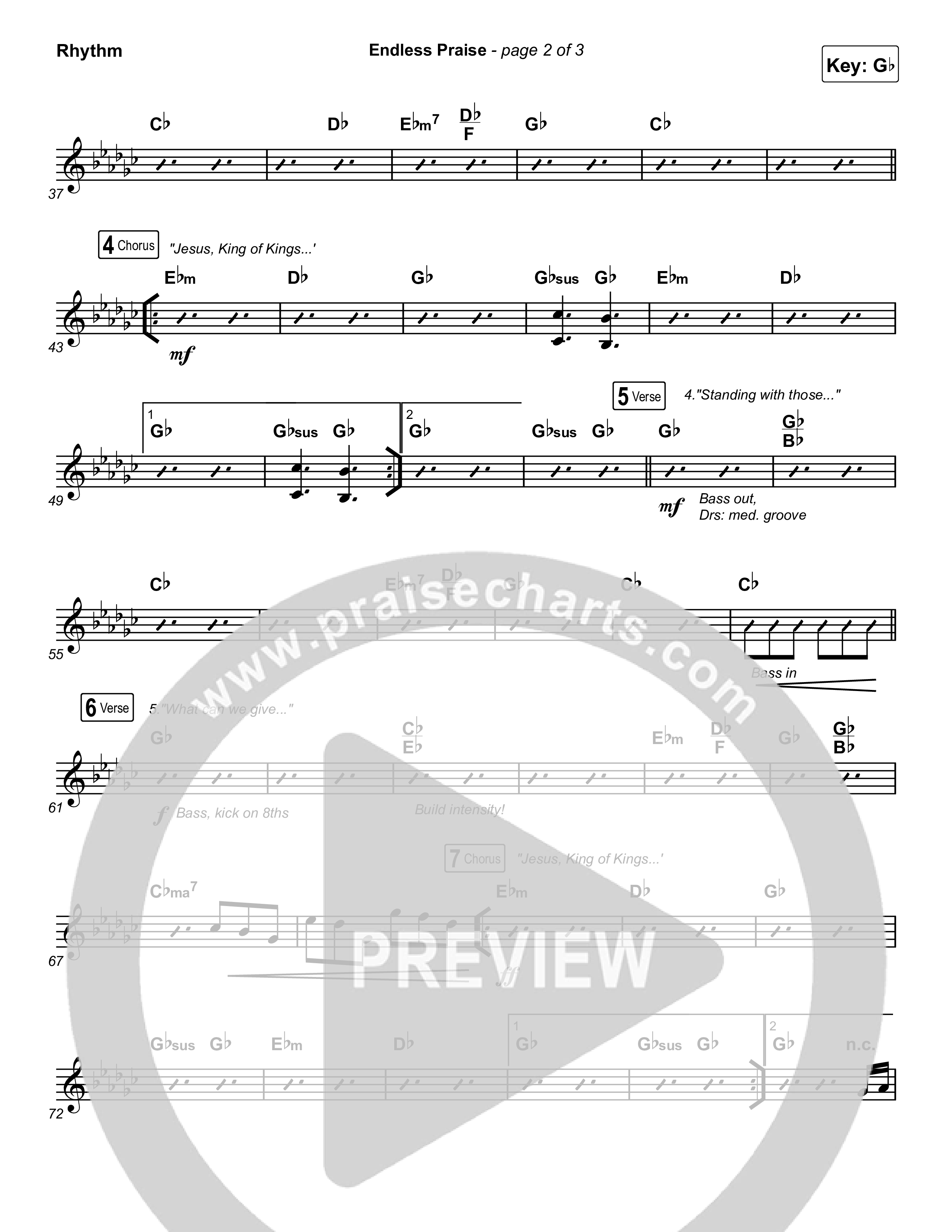 Endless Praise (Choral Anthem SATB) Rhythm Chart (Arr. Luke Gambill / Charity Gayle)