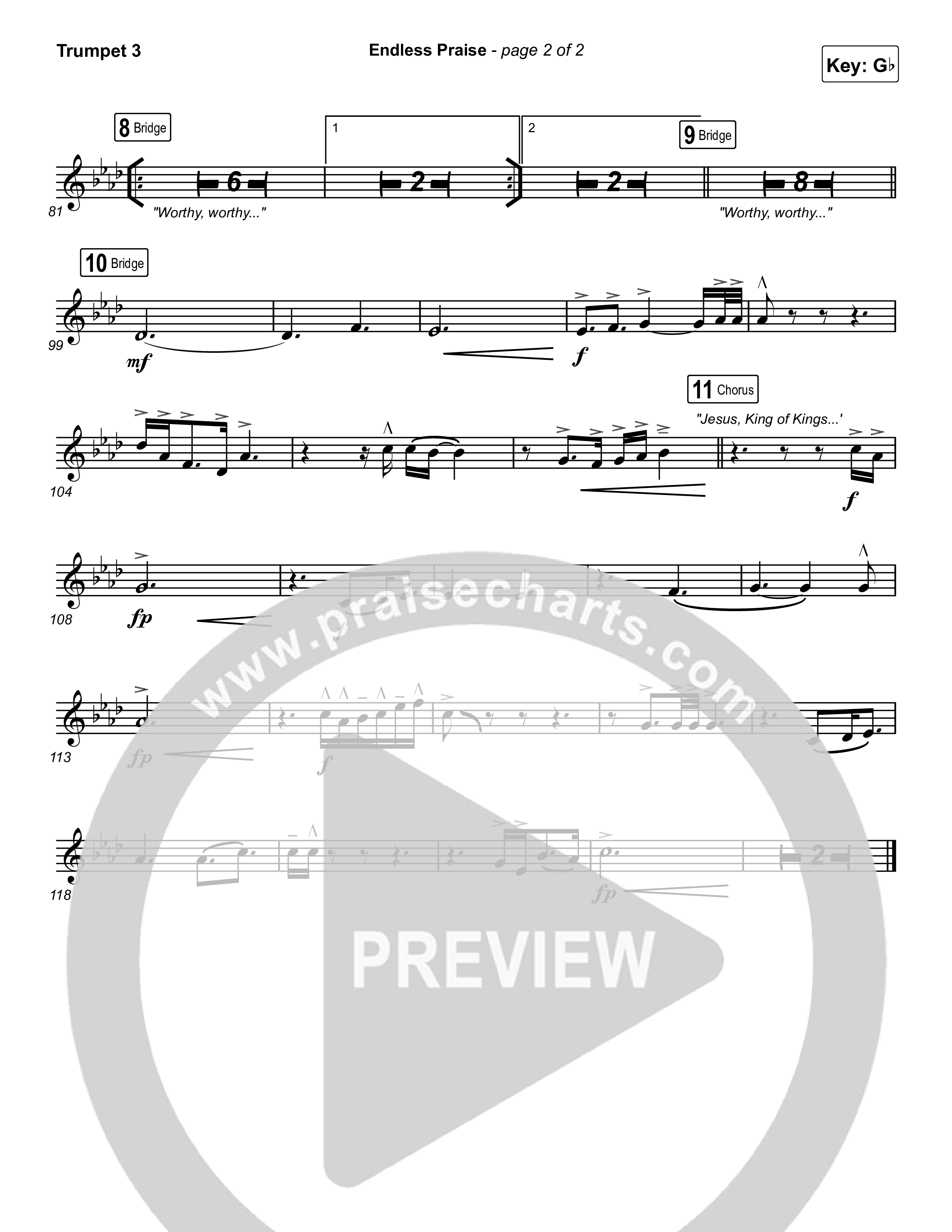 Endless Praise (Choral Anthem SATB) Trumpet 3 (Arr. Luke Gambill / Charity Gayle)