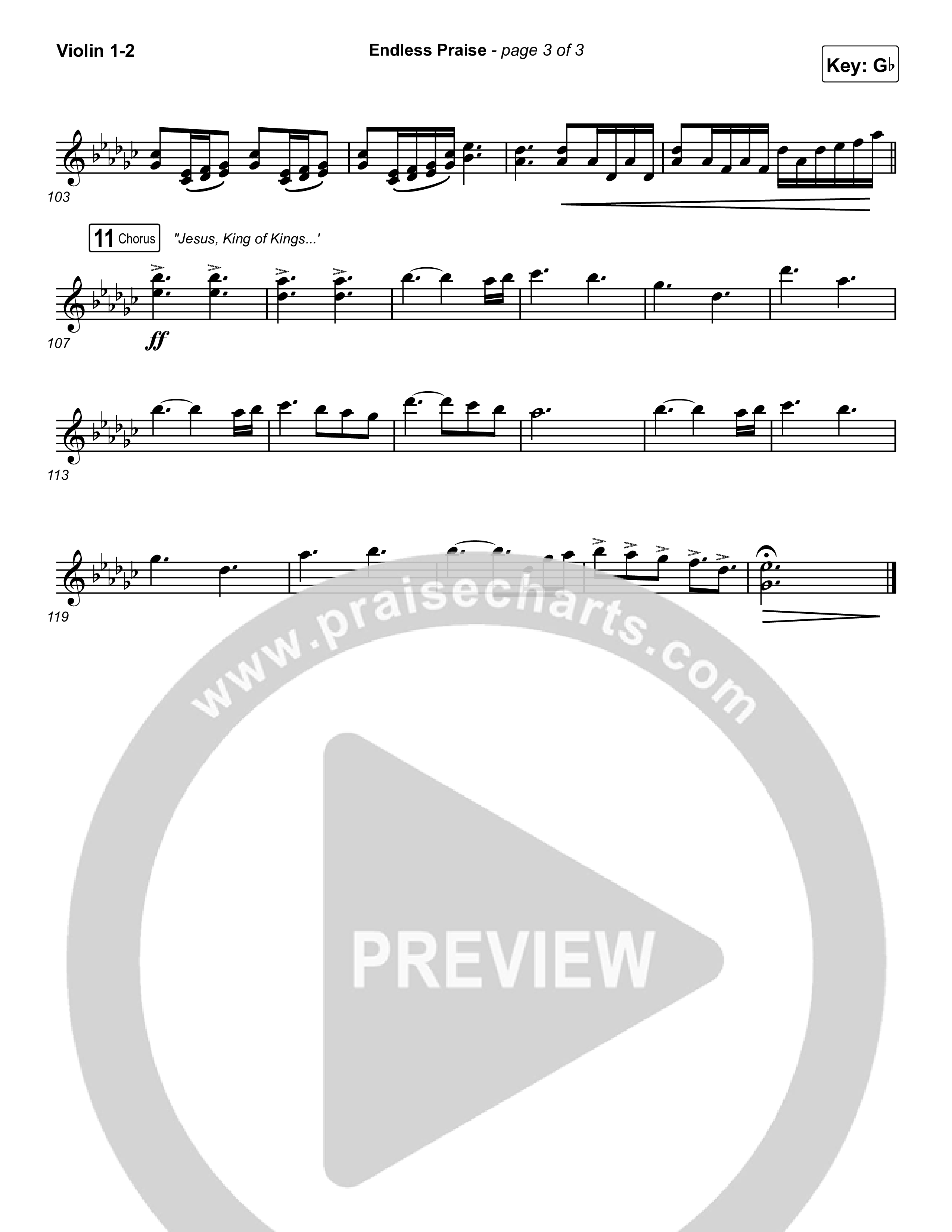 Endless Praise (Choral Anthem SATB) Violin 1,2 (Arr. Luke Gambill / Charity Gayle)