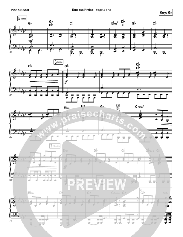 Endless Praise (Choral Anthem SATB) Piano Sheet (Arr. Luke Gambill / Charity Gayle)