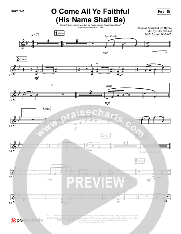 O Come All Ye Faithful (His Name Shall Be) (Choral Anthem SATB) Brass Pack (Passion / Arr. Luke Gambill)