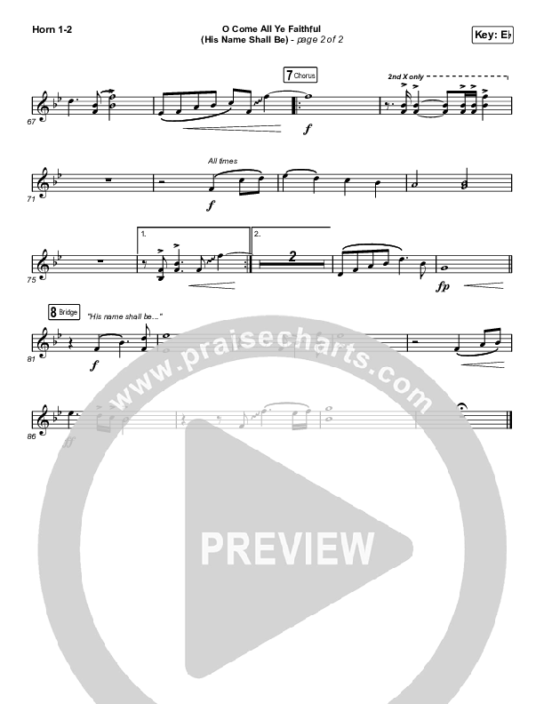 O Come All Ye Faithful (His Name Shall Be) (Choral Anthem SATB) French Horn 1/2 (Passion / Arr. Luke Gambill)