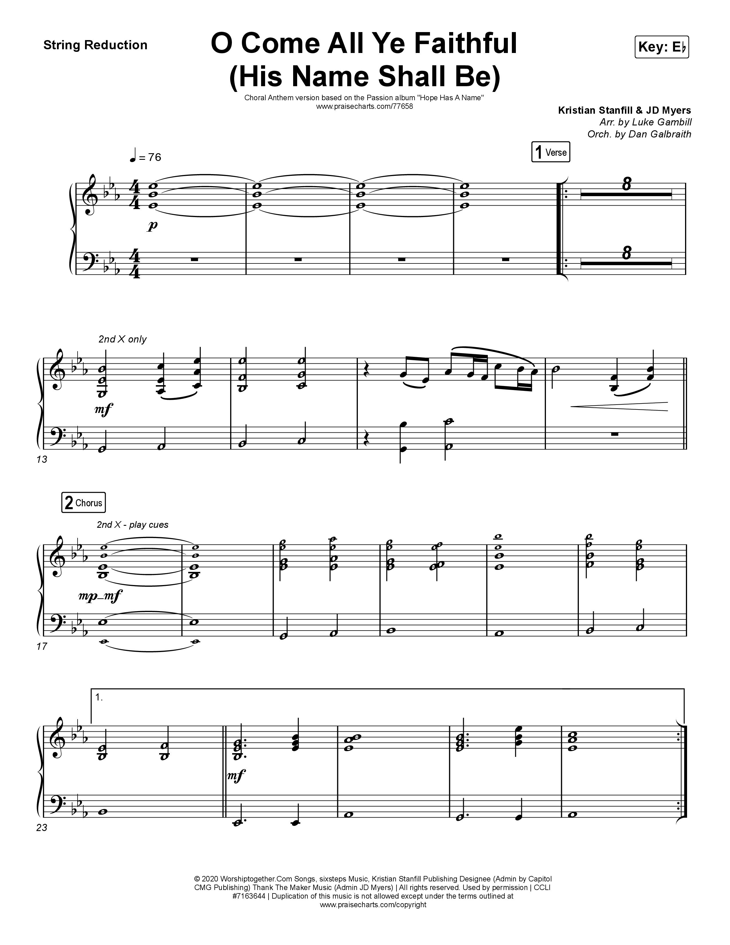 O Come All Ye Faithful (His Name Shall Be) (Choral Anthem SATB) String Reduction (Passion / Arr. Luke Gambill)
