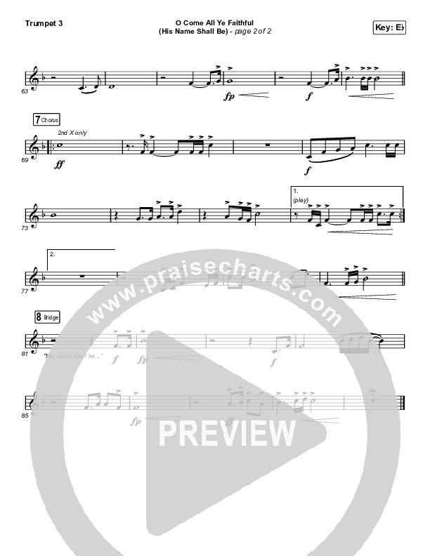 O Come All Ye Faithful (His Name Shall Be) (Choral Anthem SATB) Trumpet 3 (Passion / Arr. Luke Gambill)