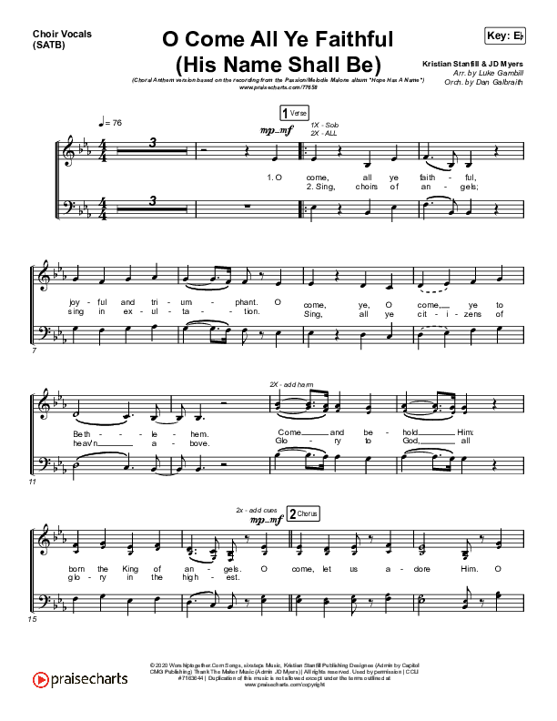 O Come All Ye Faithful (His Name Shall Be) (Choral Anthem) Anthem (SATB) (Passion / Arr. Luke Gambill)