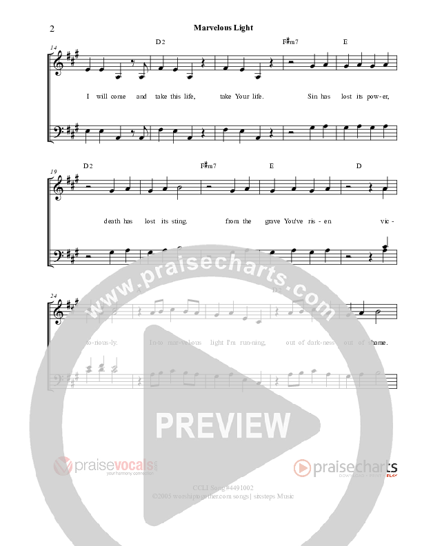 Marvelous Light Lead Sheet (PraiseVocals)