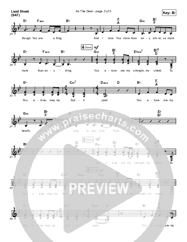 As The Deer Lead Sheet (SAT) (Steffany Gretzinger)