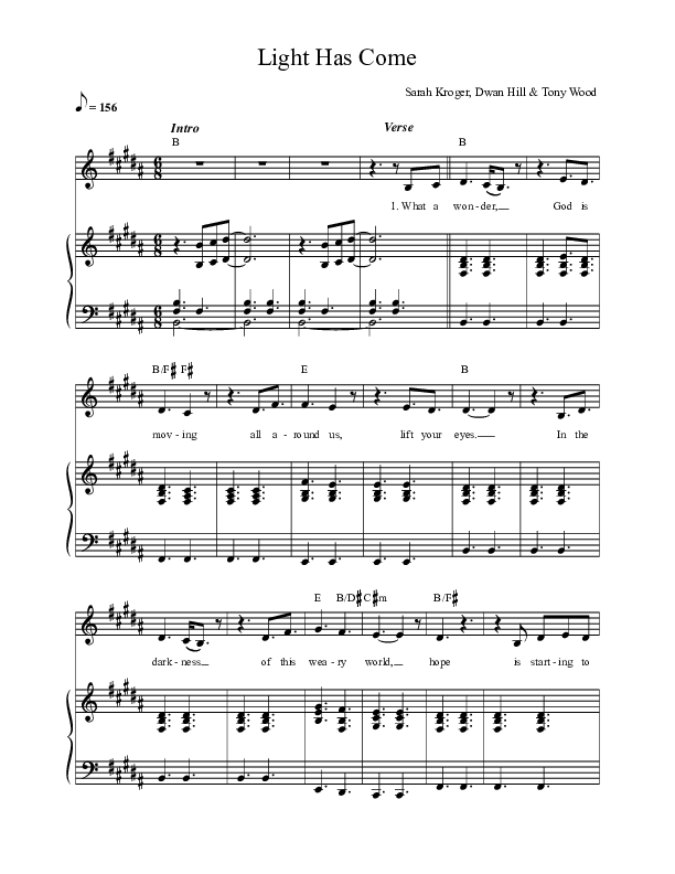 Light Has Come Sheet Music PDF (Sarah Kroger) PraiseCharts