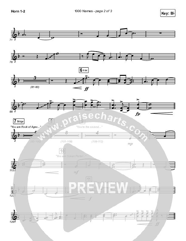 1000 Names French Horn Sheet Music PDF (Sean Curran) PraiseCharts