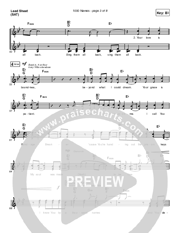 1000 Names Lead Sheet (Print Only) (Sean Curran)