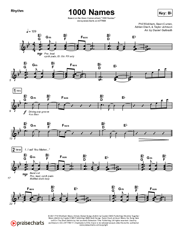 1000 Names Rhythm Chart (Print Only) (Sean Curran)