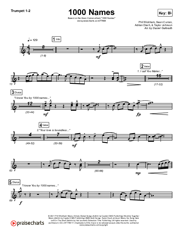 1000 Names Trumpet 1,2 (Sean Curran)