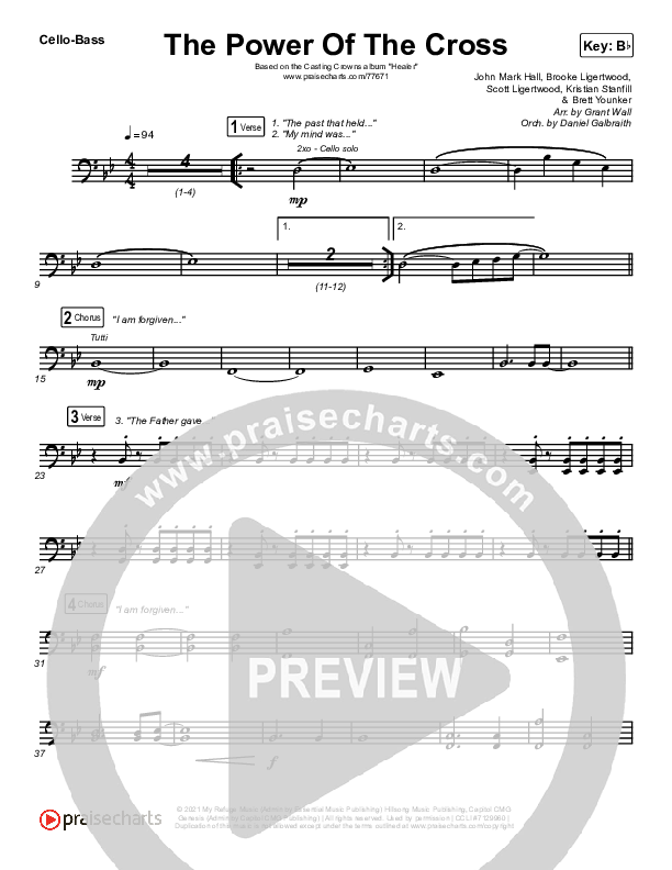 The Power Of The Cross Cello/Bass (Casting Crowns)