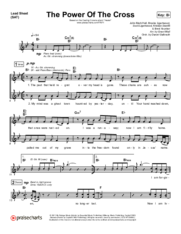 The Power Of The Cross Lead Sheet (SAT) (Casting Crowns)