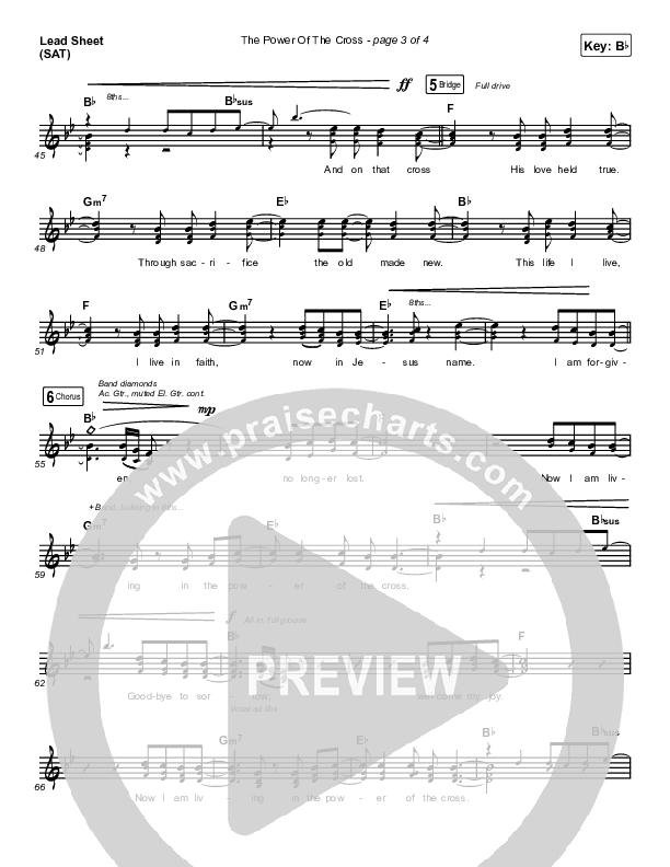 The Power Of The Cross Lead Sheet (SAT) (Casting Crowns)