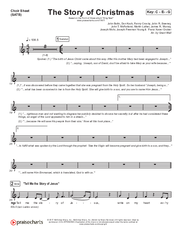 The Story Of Christmas (Medley) Choir Sheet (SATB) (Point Of Grace)