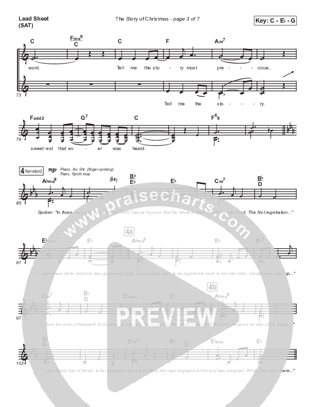 The Story Of Christmas (Medley) Lead Sheet (SAT) (Point Of Grace)