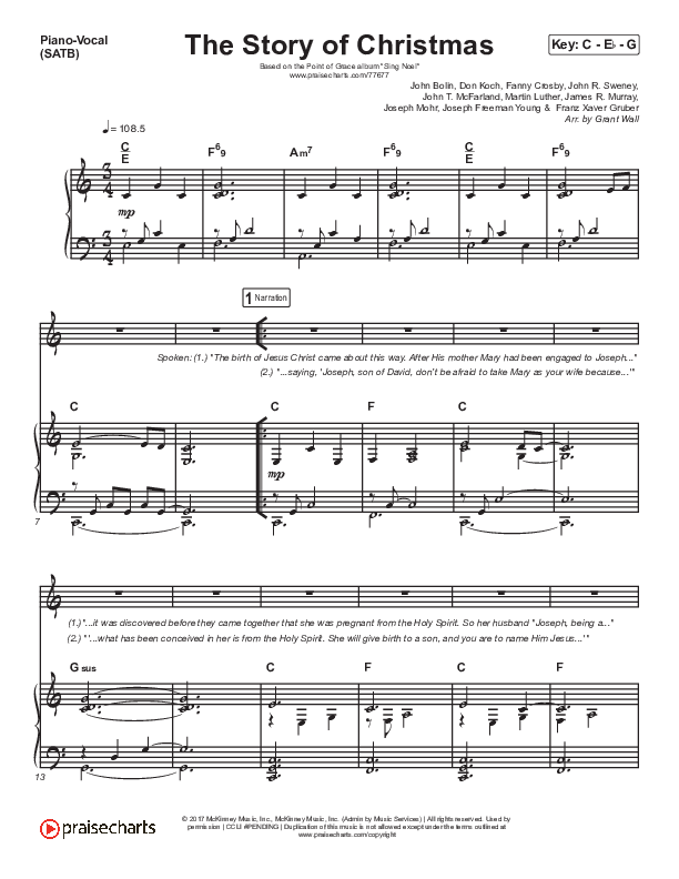 The Story Of Christmas (Medley) Piano/Vocal (SATB) (Point Of Grace)