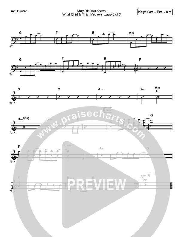 Mary Did You Know / What Child Is This (Medley) Acoustic Guitar (Point Of Grace)