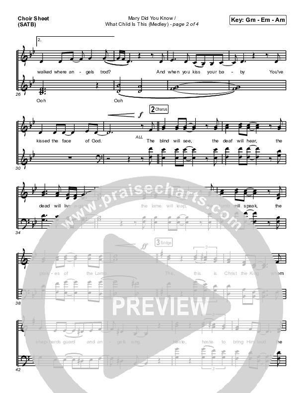 Mary Did You Know / What Child Is This (Medley) Choir Vocals (SATB) (Point Of Grace)