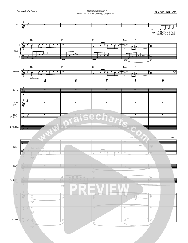 Mary Did You Know / What Child Is This (Medley) Conductor's Score (Point Of Grace)