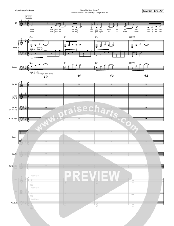 Mary Did You Know / What Child Is This (Medley) Conductor's Score (Point Of Grace)