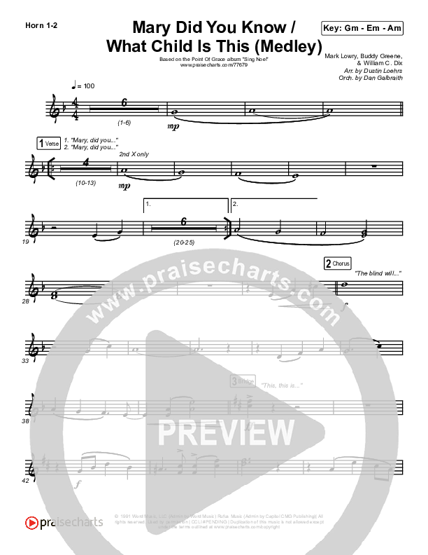 Mary Did You Know / What Child Is This (Medley) French Horn 1/2 (Point Of Grace)