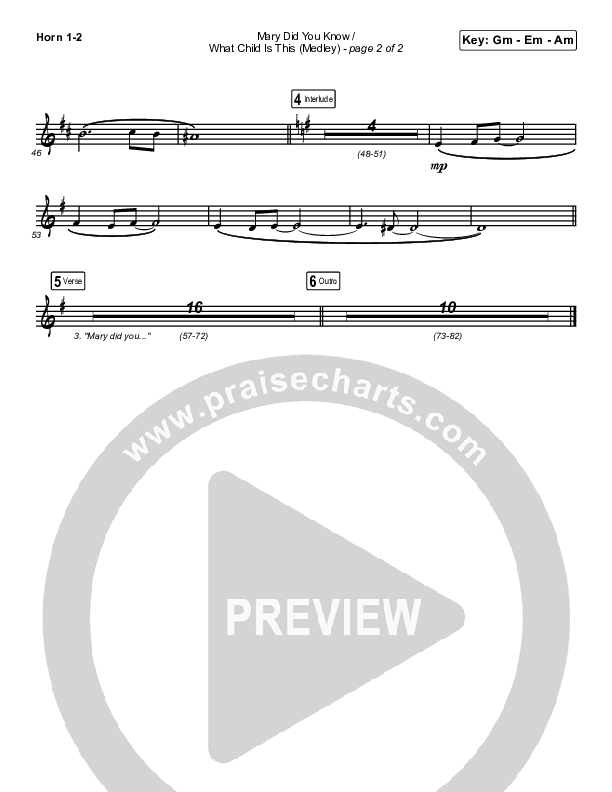 Mary Did You Know / What Child Is This (Medley) French Horn 1/2 (Point Of Grace)