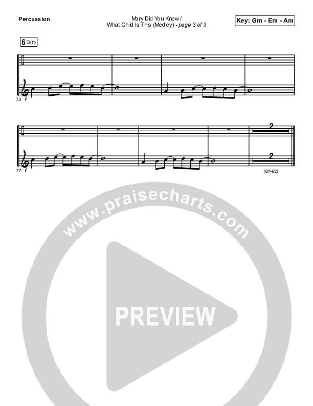 Mary Did You Know / What Child Is This (Medley) Percussion (Point Of Grace)