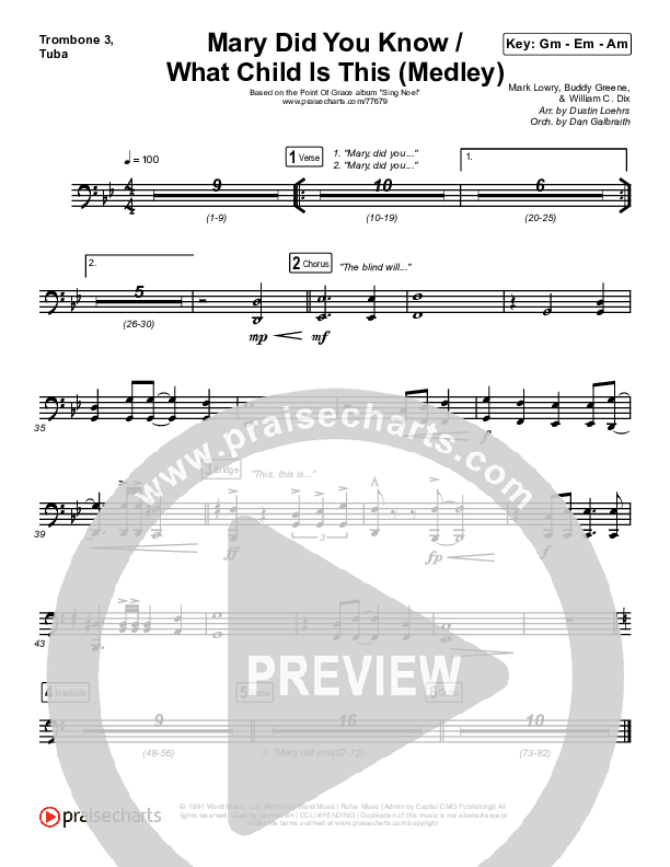 Mary Did You Know / What Child Is This (Medley) Trombone 3/Tuba (Point Of Grace)