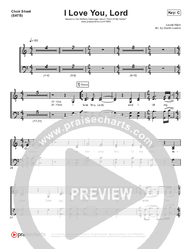 I Love You Lord Choir Vocals (SATB) (Steffany Gretzinger)