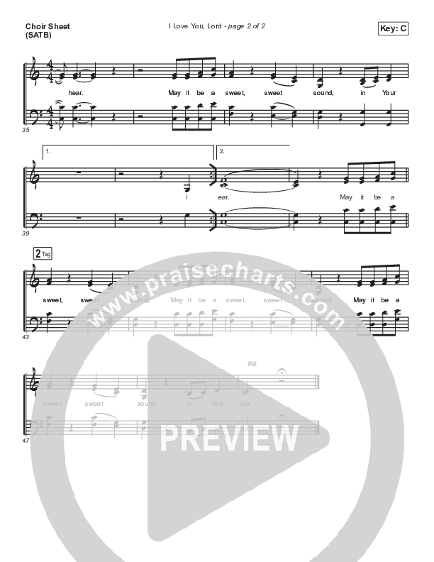 I Love You Lord Choir Vocals (SATB) (Steffany Gretzinger)