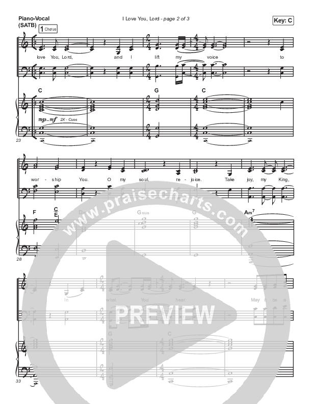 I Love You Lord Piano/Vocal Pack (Steffany Gretzinger)