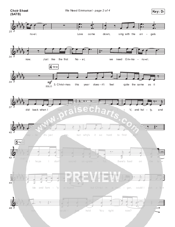 We Need Emmanuel Choir Sheet (SATB) (Brandon Heath)