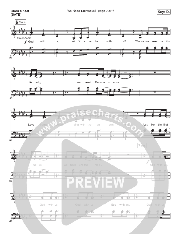 We Need Emmanuel Choir Vocals (SATB) (Brandon Heath)