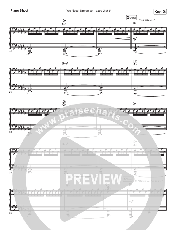 We Need Emmanuel Piano Sheet (Brandon Heath)